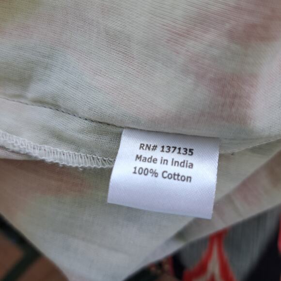 BELLA TU Ikat Hand Beaded Tunic Dress Size Small in Red Cap Sleeve - Picture 9 of 9